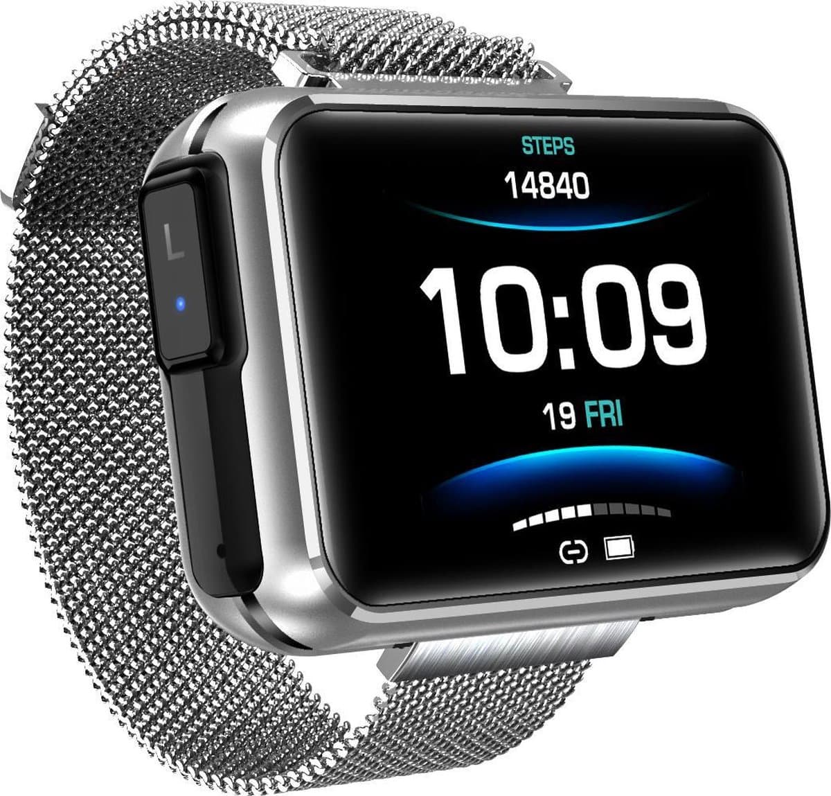 Belesy® TITAN - Smartwatch Dames - Smartwatch Heren - Horloge - Muziek luisteren - IN EAR’s - Stappenteller - 1.3 inch - Kleurenscherm - Full Touch - Milanees - Staal - Zilver - Moederdag — afbeelding 1