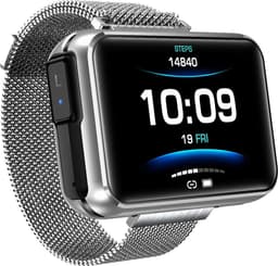 Belesy® TITAN - Smartwatch Dames - Smartwatch Heren - Horloge - Muziek luisteren - IN EAR’s - Stappenteller - 1.3 inch - Kleurenscherm - Full Touch - Milanees - Staal - Zilver - Moederdag — thumbnail 1