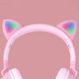 TDR- Draadloze Bluetooth koptelefoon - Over-Ear Koptelefoon voor Kinderen - Met Led Kat Oortjes - Bekend van TikTok - Roze — thumbnail 2