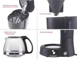 Beper BC.060 - Koffiezetapparaat met Filter - Filter Koffiezetapparaat - Koffiezetapparaat met Filterhouder - Koffiemachine met Filter - 0,6L — thumbnail 3