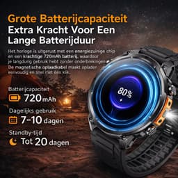 Hibousee Smartwatch Heren & Dames met Belfunctie – Sporthorloge – Hartslagmeter – Waterdicht – Fitness Tracker – Zaklamp – Geschikt voor iOS & Android — thumbnail 4
