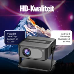 Ccorix® mini beamer pro - Appstore en Google Play Store - Android 14 - Ondersteund: Netflix, YouTube, Videoland, etc. - WiFi, Bluetooth, Screen Mirroring - HD Resolutie 720p - Beamers - Android 14- Zwart - projector — thumbnail 2