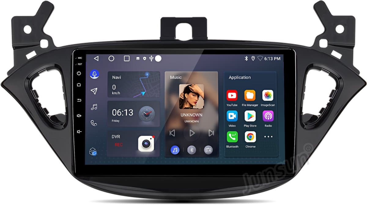 Junsun V1 Autoradio Geschikt voor Opel Corsa E 2015-2019 Adam met Android 15, GPS-navigatie, Bluetooth, WIFI, Carplay, FM-radio, Android Auto, RDS, DSP, stuurbediening - Plug & Play - 1GB RAM + 32GB opslag — afbeelding 1