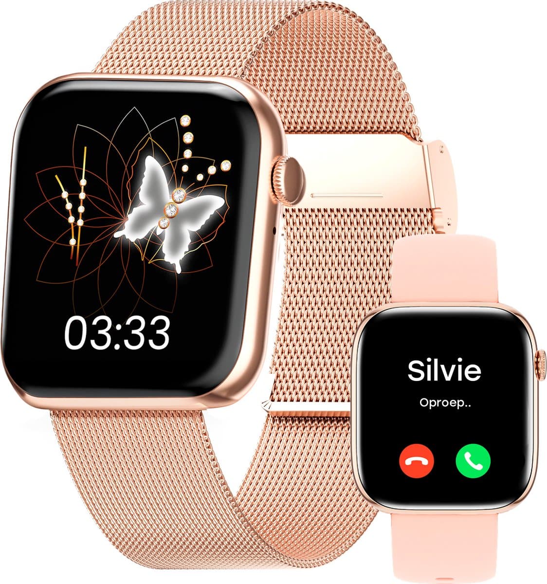 Bizoule Smartwatch Beso - Smartwatch Dames & Heren - Rosé-Goud - 40mm - Horloge met Belfunctie - AMOLED Full HD - Bloeddrukmeter - Stappenteller - Android en iOS — afbeelding 1