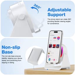 Namajunas - 5-in-1 Wireless Mini RGB Speaker - Telefoonhouder - Telefoonhouders Auto - Magnetisch - Bluetooth Speaker - Draadloze Oplader - Wireless charger - GSM Lader - 360° verstelbare houder voor iPhone/Android/iPad/Samsung - Cadeau — thumbnail 5