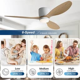 Plafondventilator - LED Plafondventilator - Ø 106 cm - 4320 LM - 3000K/6500K - Dimbaar - 3 snelheidsinstellingen - Timer - Zomer - Zeer stil - Natuurlijke houtkleur — thumbnail 5