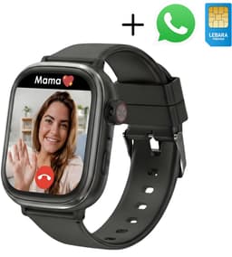 Kinder Smartwatch met Simkaart – Smartwatch Tiener - Smartwatch Kinderen met GPS – Horloge kids smartwatch met Whatsapp - Waterdicht IPX7, WiFi & Bluetooth – GPS Kinderhorloge – Zwart — thumbnail 1