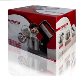 DYNA® Mixer met Mengkom - Keukenmachine - Deegmixer - Inclusief Deeghaak en Garde - Zwart - ‎32cm x 23cm x 23cm — thumbnail 3