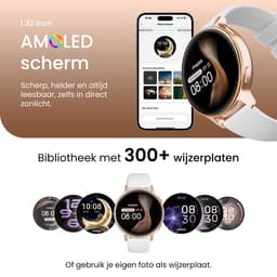 Maoo Ventura 2 - GPS Smartwatch Dames - AMOLED - Siliconen, Leren en Sportbandje - Stappenteller - Hartslagmeter - Slaapmonitor - Belfunctie - AOD - Multisport - Geschikt voor Android en iOS - Rosé Goud en Wit — thumbnail 5