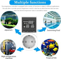 Digitale Temperatuurregelaar met Sensor en LCD Scherm - 230V Plug & Play Thermostaat voor Kas of Aquarium — thumbnail 3
