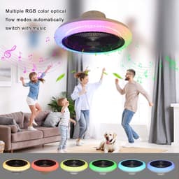 Moderne RGB Plafondventilator met Dimbare LED Verlichting en Afstandsbediening — thumbnail 1