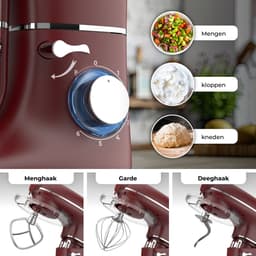 Fentic Keukenmachine – 2000W – Keukenrobot – Foodprocessor - 6,2L Mengkom – Incl. Vleesmolen, Blender en extra Accessoires – Rood — thumbnail 5