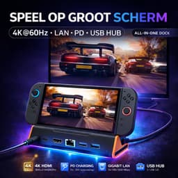 DrPhone GameBridge - Docking Station - USB-C PD - 4K HDMI 60Hz - Gigabit LAN - 2x USB 3.0 - Compatibel met Nintendo Switch 2 - Zwart — thumbnail 2