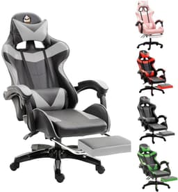 GOTAGEE Gamingstoel Bureaustoel Ergonomische Gamestoel Met Lendensteun un voetpedalen Hoogte en Ligfunctie Zwart-Grijs — thumbnail 1