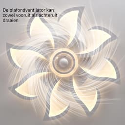 Zyrex® Plafonniere Met Ventilator - Plafondventilator - Plafondventilator Met Verlichting - Wit - 79cm x 79cm x 13cm — thumbnail 2