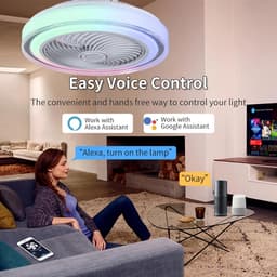 Slimme Plafondventilator Met RGB Verlichting, Muziek en Alexa Voor Slaapkamer en Woonkamer — thumbnail 1
