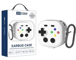 XDcase - hoesje geschikt voor Samsung Galaxy Buds4 / 4 pro soft case cover - wit - TPU hoesje Beschermhoes - Samsung Galaxy Buds 4 / 4 Pro Cover - Buds4 hoesje - Retro Game Console Design