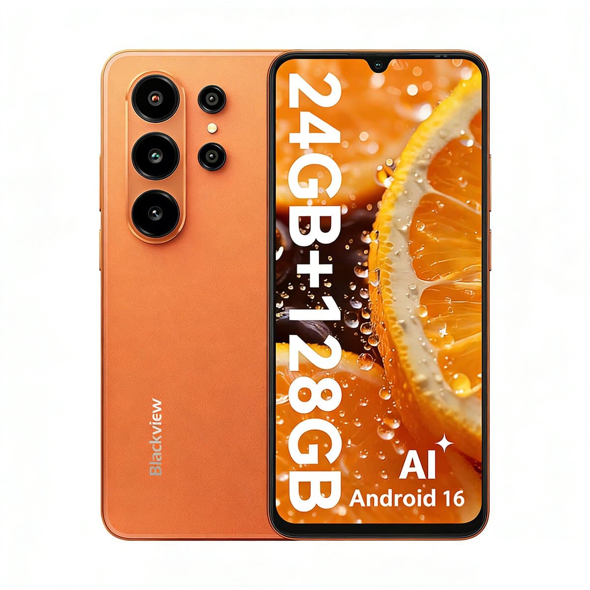 Blackview WAVE 10 Smartphone 4G AI - DUAL SIM - 32 GB RAM - 128 GB ROM - Octa Core - Android 16 - 6,88 inch - 5000mAh - Oranje — afbeelding 1
