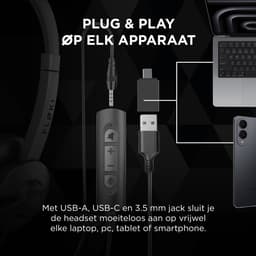 Floki® Headset met Microfoon voor Computer – Ruisonderdrukking – Koptelefoon met draad - Hoofdtelefoon - 3.5mm - USB/USB-C — thumbnail 4