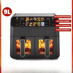 Norvia - Dubbele airfryer - XXL - 9L - 2000 W - 2 manden - 10 vooraf ingestelde kookprogramma's - Helder kijkraam - 200°C — thumbnail 1
