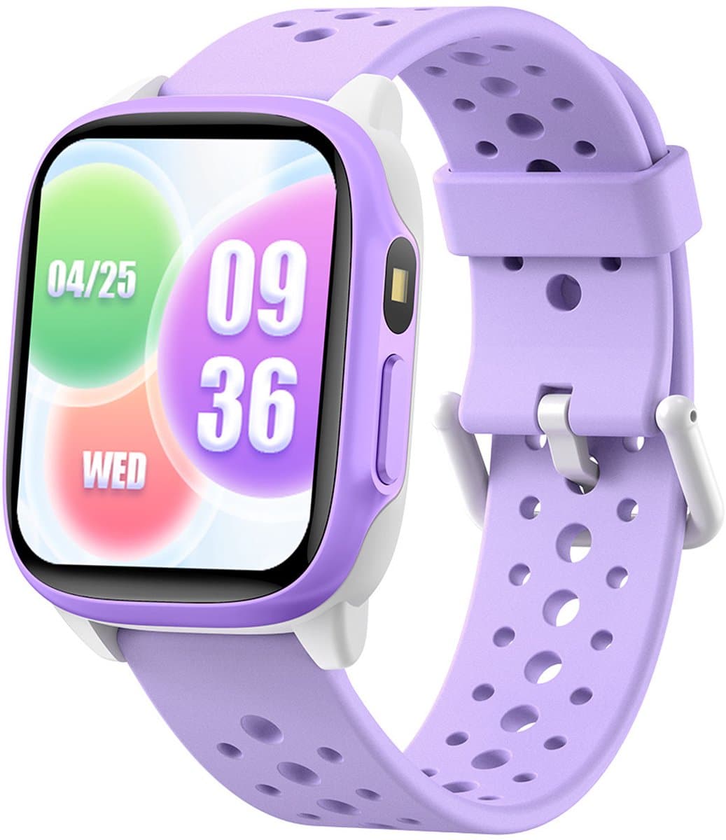 Smartwatch Kinderen – Hartslag – Camera – Stappen – Zaklamp – Paars — afbeelding 1