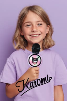 Kuromi - draadloze karaoke microfoon voor kinderen - oplichtend LED display - speaker - stemvervorming — thumbnail 4