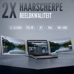 Triple Portable Monitor Flip 15.6" - Full HD Draagbare monitor met USB-C & HDMI - Tri screen - Plug & Play - Incl. Draagtas — thumbnail 4