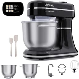 SUNCOK Keukenmixer, Keukenmachine, Slim aanraakpaneel, met 2 roestvrijstalen mengkommen: 4,5 l en 5,5 l. Krachtige motor van 1500 W, geluidsniveau 59 dB. Blender, geschikt voor bakken en deeg kneden. — thumbnail 1