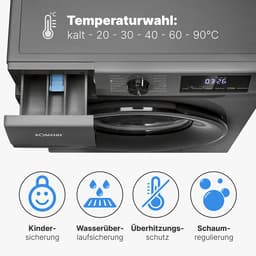 Bomann WA 7185 T Wasmachine - 8KG - 1400 toeren - 15 programma's - Stoomfunctie - Energieklasse A - 10 jaar motorgarantie — thumbnail 4