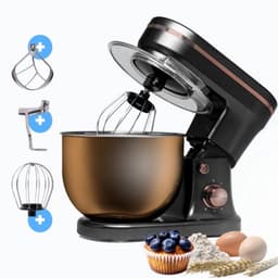 BluMill Keukenmachine - RVS - 6 Snelheden - Keukenmachine met kom - 5 Liter - met Accessoires - 1200W - Zwart / Rosé Goud — thumbnail 1