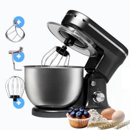 BluMill Keukenmachine - RVS - 6 Snelheden - Keukenmachine met kom - 5 Liter - met Accessoires - 1200W - Zwart Chrome — thumbnail 1