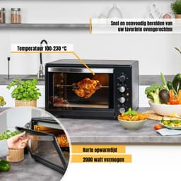 RONN® Heteluchtoven - Oven - Airfryer Oven - Zwart - 56cm x 41cm x 35cm; 9.8 kg — thumbnail 5