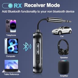Bluetooth Receiver - 2 in 1 Bluetooth Transmitter en Receiver - BT 5.4 - Bluetooth Auto via AUX - voor Hoofdtelefoon, 3,5mm Bluetooth Aux Adapter - Plug and Play - Draadloze Audio-adapter voor Vliegtuig TV Speaker — thumbnail 5