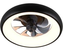 REALITY MUONIO - Ventilator - Zwart mat - incl. 1x SMD 20 W - Afstandsbediening - Geintegreerde dimmer - Traploos instelbare lichtkleur - Geheugenfunctie - 3 snelheidsinstellingen - Zomer- en wintermodus