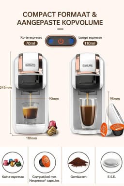 ShopWizz Koffiemachine - Koffiezetapparaten - 4-in-1 - Cups Apparaten - Gemalen Koffie - Koffiepads - Koffiezetapparaat - Zwart — thumbnail 4
