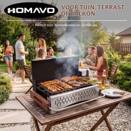 Homavo opvouwbare houtskoolgrill, 38.15*20.95cm, compacte houtskoolbarbecue voor buiten, met gereedschapsset, geschikt voor kamperen, picknicken, tuin, voor 1-4 personen — thumbnail 5