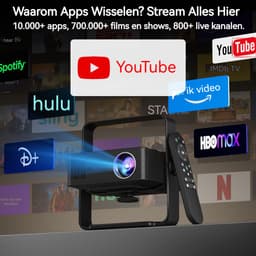 Projector 1080P HDR - XNAN Beamer met Android 13, 300 ANSI Lumen, 120Hz, 4K Ondersteuning - USB, HDMI, 2GB RAM, 16GB Opslag - 2x10W Dolby Geluid - Compact en Draagbaar - 262x106x246mm — thumbnail 4