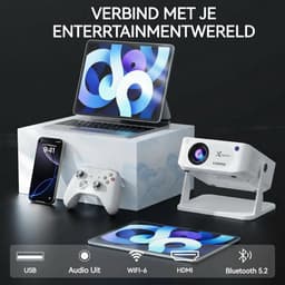 Mini beamer - XNAN smart projector - Android 11 - WiFi 6 - Bluetooth - 4K ondersteuning - 720p native - automatische keystone - draagbare home cinema beamer - handmatige focus - 40 tot 120 inch - 1 tot 4 m projectieafstand - compact formaat - wit — thumbnail 2