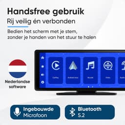 Vevilon Draadloos CarPlay Scherm 10.26 Inch – Apple CarPlay & Android Auto – Universeel Navigatiesysteem voor Auto – Bluetooth – AUX/FM – Incl. Achteruitrijcamera — thumbnail 4
