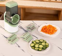 Elektrische Keukenmachine - Groentesnijder Rasp - Snel Ingrediënten Bereiden - Meerdere Snijfuncties - 31x155x12cm - Groen Blauw — thumbnail 4