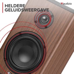 Draadloze speakers - Audizio BS20 speakerset - Luidspreker boxen met Bluetooth - Oplaadbare accu - Houtlook — thumbnail 5