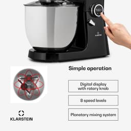 Klarstein Blender keukenmachine, keukenmachines, 3 in 1 keukenmachines, Rührgeräte & Mixer, Teigmaschine met Fleischwolf, keukenmachine , 2000 Watt Teigmaschine Knetmaschine 10L kom - voor Keuken - RVS - Standmixer - Smoothie Maker — thumbnail 5