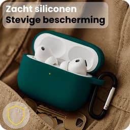 Hoesje Geschikt voor Apple Airpods Pro 3 - Siliconen Hoes met Clip - Silicone Case Cover - Petrol — thumbnail 4