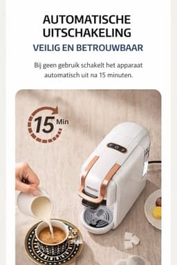Lunekiss 4-in-1 Caps Espressomachine 19 Bar programmeerbaar voor capsules +ESE 44mm +gemalen 0,6L Heet/Koud Auto-off Wit — thumbnail 5