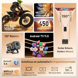 XGODY 2025 Model - 1080P Native & Autofocus Mini Beamer | Slimme Draagbare Projector met Ingebouwde Apps, 150" Beeld & 1920x720 Scherp | 15.000:1 Contrast | Perfect voor Thuisbioscoop & Gaming — thumbnail 3