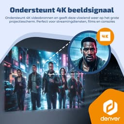 Denver Beamer - 4K 3840x2160P - 400 ANSI Lumen - Projector - Thuisbioscoop - HDMI - USB-C - PR4300 — thumbnail 2