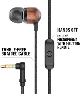 House of Marley Smile Jamaica Oortjes met Draad - Bedrade Oordopjes 3,5 mm Aansluiting - Met Microfoon en 1knopsbediening - Eco Friendly Design - 9 mm Drivers - Knoopvrije Kabel - Zwart — thumbnail 2