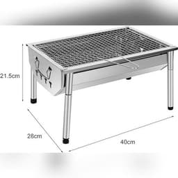 Picknick Barbecue RVS – Draagbare Houtskool Grill 40×28 cm – Camping BBQ met Uitneembaar Rooster en Ventilatiesysteem — thumbnail 1