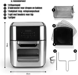 SVN®Heteluchtoven - Oven - Airfryer Oven- Zilver - 38cm x 33cm x 37cm — thumbnail 3