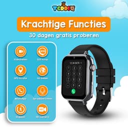 TeddiQ 4G Smartwatch - GPS Kinder Smartwatch - Kinderhorloge - Zwart - Smartwatch Kind - SOS knop - Smartwatch Kinderen — thumbnail 4